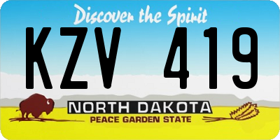 ND license plate KZV419