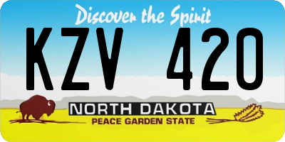 ND license plate KZV420