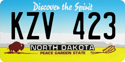 ND license plate KZV423