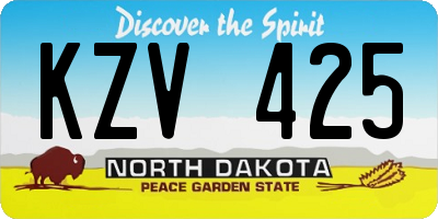 ND license plate KZV425