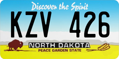 ND license plate KZV426