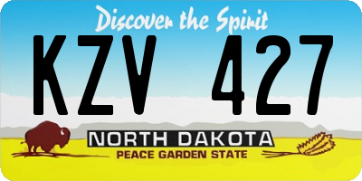 ND license plate KZV427