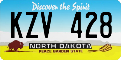 ND license plate KZV428