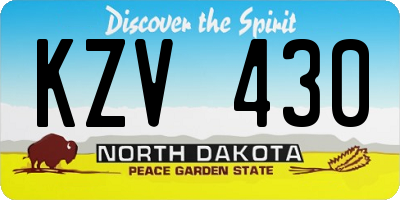 ND license plate KZV430