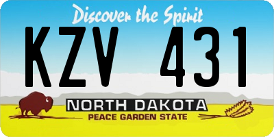 ND license plate KZV431