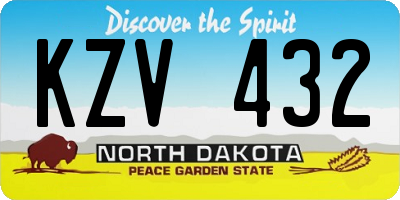 ND license plate KZV432