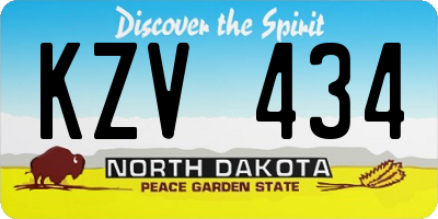 ND license plate KZV434
