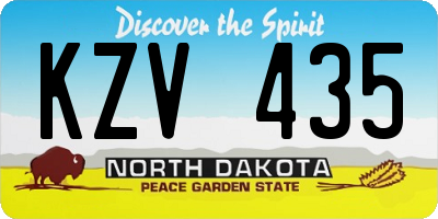 ND license plate KZV435
