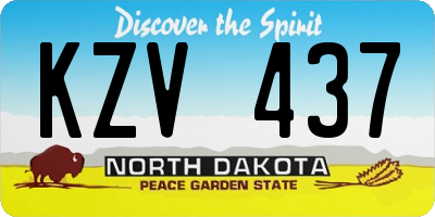 ND license plate KZV437