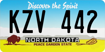 ND license plate KZV442