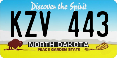 ND license plate KZV443