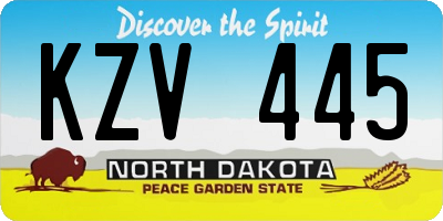 ND license plate KZV445