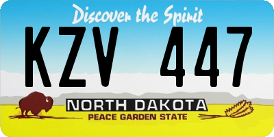 ND license plate KZV447