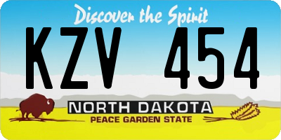 ND license plate KZV454