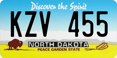 ND license plate KZV455