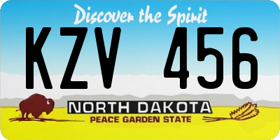 ND license plate KZV456