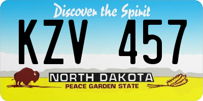 ND license plate KZV457