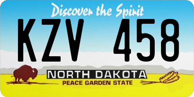 ND license plate KZV458