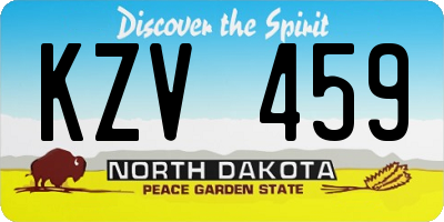 ND license plate KZV459