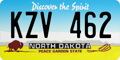 ND license plate KZV462