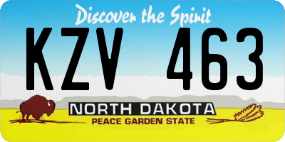 ND license plate KZV463