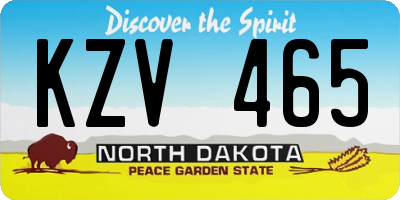 ND license plate KZV465