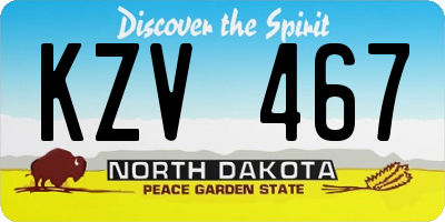 ND license plate KZV467