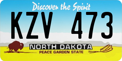 ND license plate KZV473