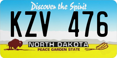 ND license plate KZV476