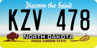 ND license plate KZV478