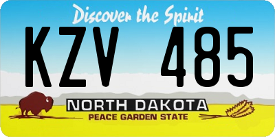 ND license plate KZV485