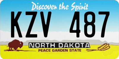 ND license plate KZV487