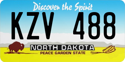 ND license plate KZV488