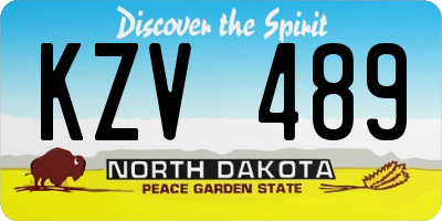 ND license plate KZV489