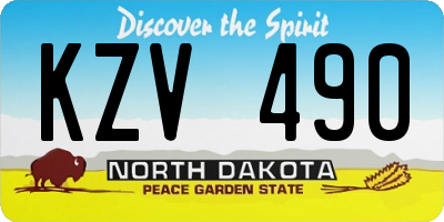 ND license plate KZV490