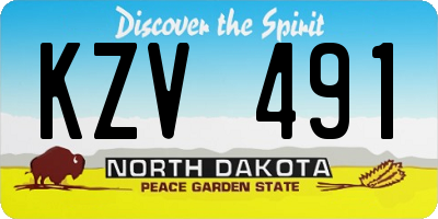 ND license plate KZV491