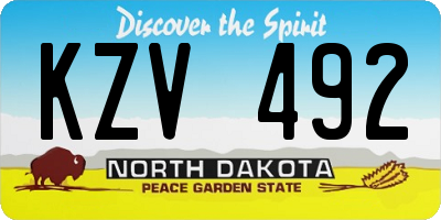 ND license plate KZV492