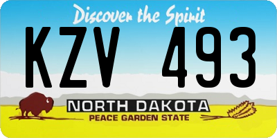 ND license plate KZV493