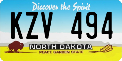 ND license plate KZV494