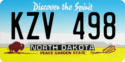 ND license plate KZV498