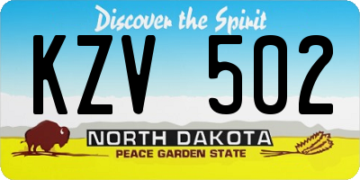 ND license plate KZV502