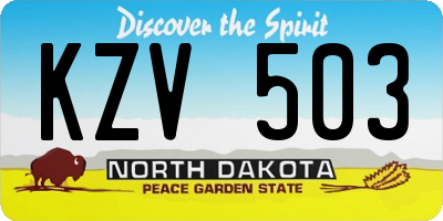 ND license plate KZV503