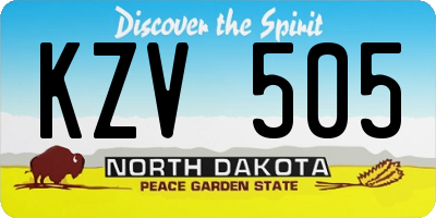 ND license plate KZV505