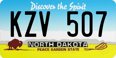 ND license plate KZV507