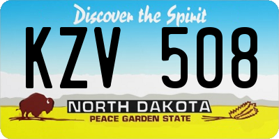 ND license plate KZV508