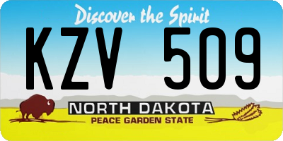 ND license plate KZV509