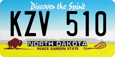 ND license plate KZV510