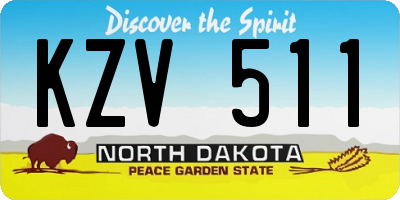 ND license plate KZV511