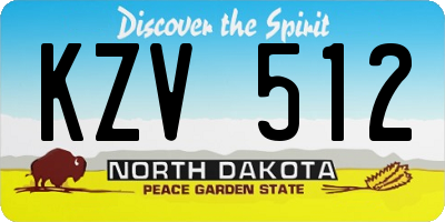 ND license plate KZV512