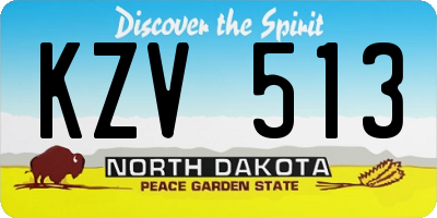 ND license plate KZV513